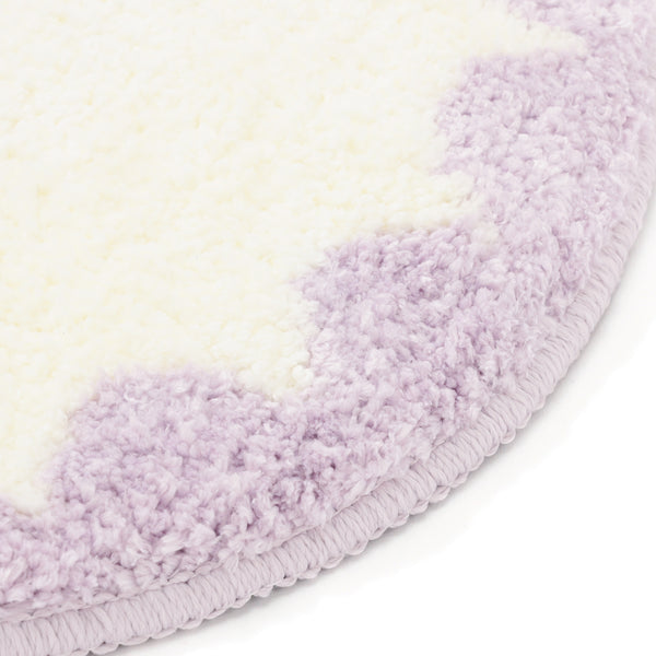 スカラップフレーム チェアパッド φ360 ライトパープル×アイボリー