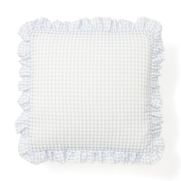 クッションになるふとん収納ケース シアーチェックフリル ライトブルー