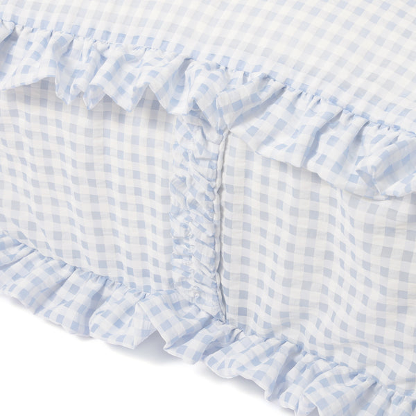 クッションになるふとん収納ケース シアーチェックフリル ライトブルー
