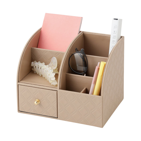 チェック ステッチ デスクオーガナイザー L ベージュ