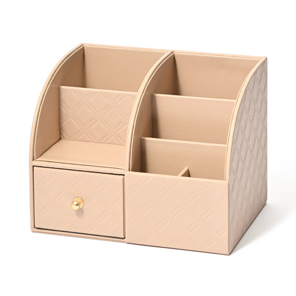 チェック ステッチ デスクオーガナイザー L ベージュ