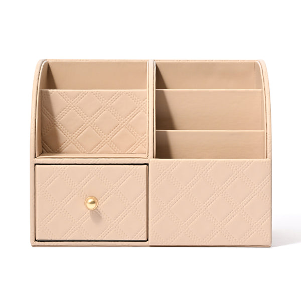 チェック ステッチ デスクオーガナイザー L ベージュ