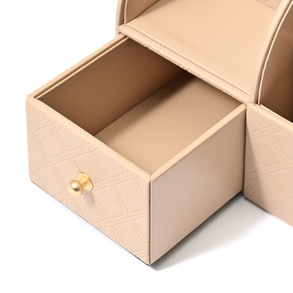 チェック ステッチ デスクオーガナイザー L ベージュ