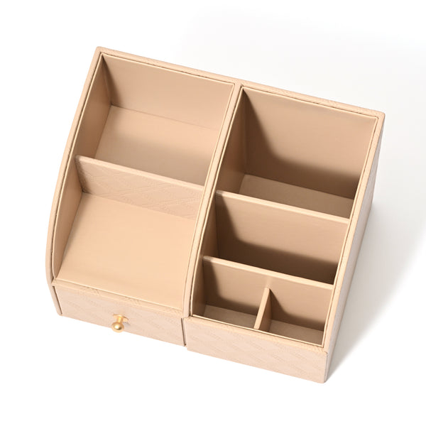 チェック ステッチ デスクオーガナイザー L ベージュ