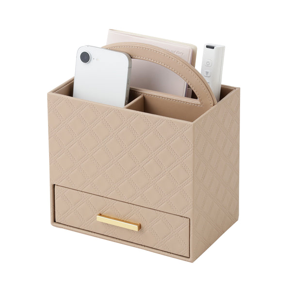 チェック ステッチ デスクオーガナイザー M ベージュ