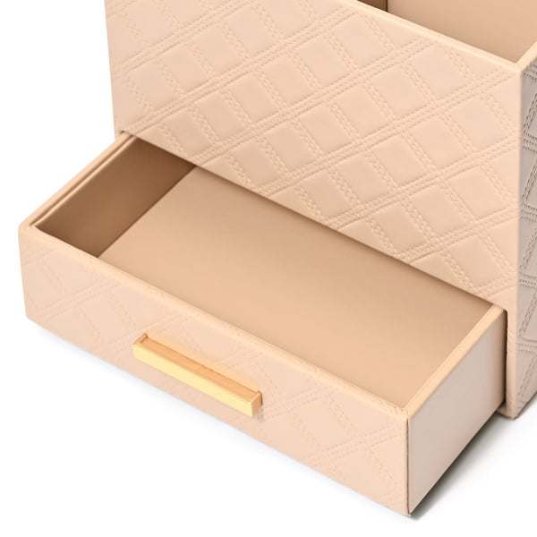 チェック ステッチ デスクオーガナイザー M ベージュ