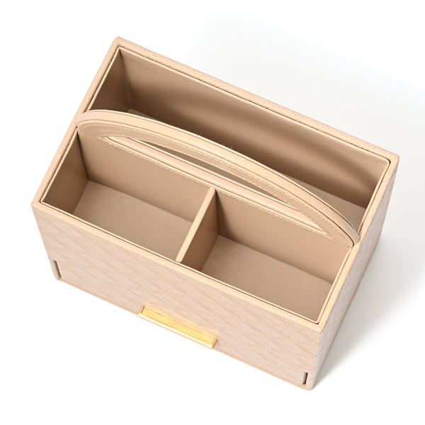 チェック ステッチ デスクオーガナイザー M ベージュ