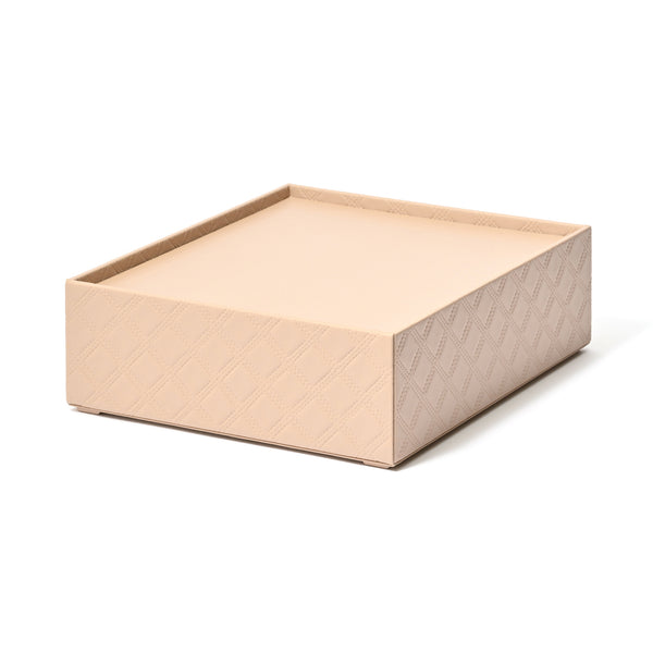 チェック ステッチ ステーショナリーボックス L ベージュ