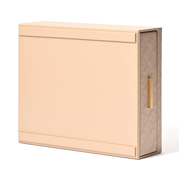 チェック ステッチ ステーショナリーボックス L ベージュ