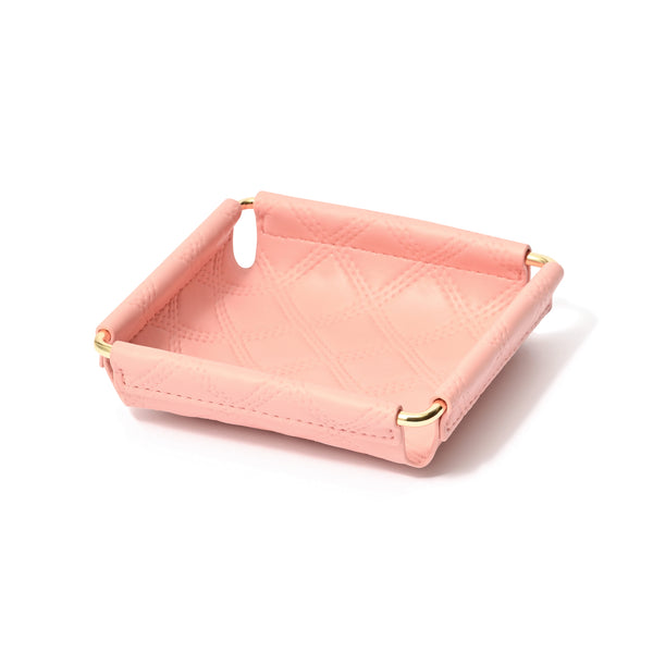 チェック ステッチ トレイ S ピンク