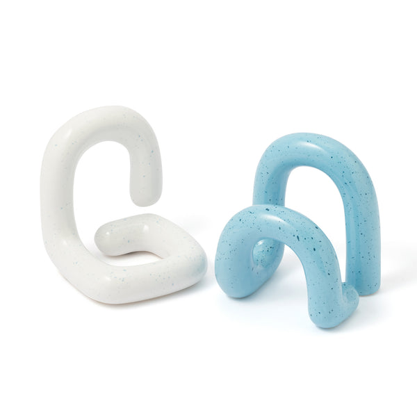 セラミック ブックエンド バイカラー 2個セット ブルー