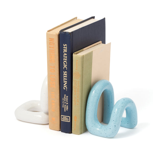 セラミック ブックエンド バイカラー 2個セット ブルー