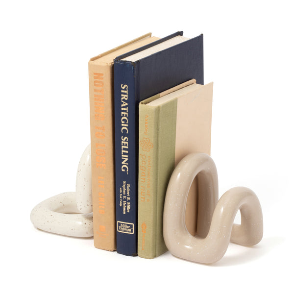 セラミック ブックエンド バイカラー 2個セット ベージュ