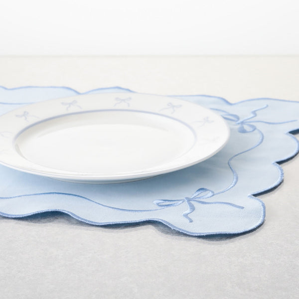 刺繍リボン ランチマット ブルー