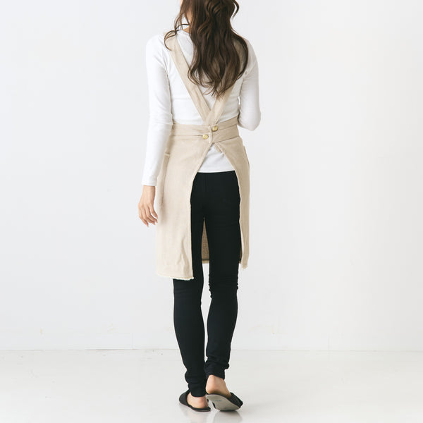 ヘリンボーン フルエプロン ベージュ