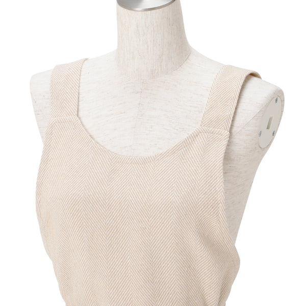 ヘリンボーン フルエプロン ベージュ