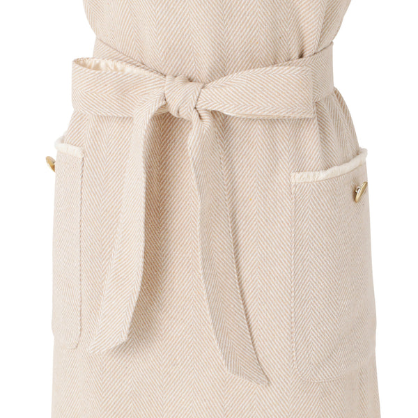 ヘリンボーン フルエプロン ベージュ