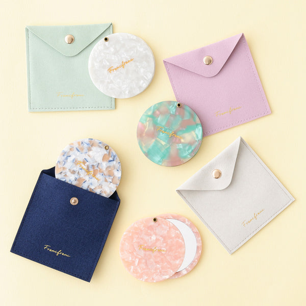 ポーチ付き コンパクトミラー ライトグリーン