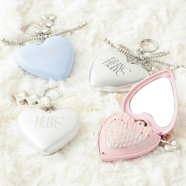 チャーム付き ミラー＆ブラシ シルバー