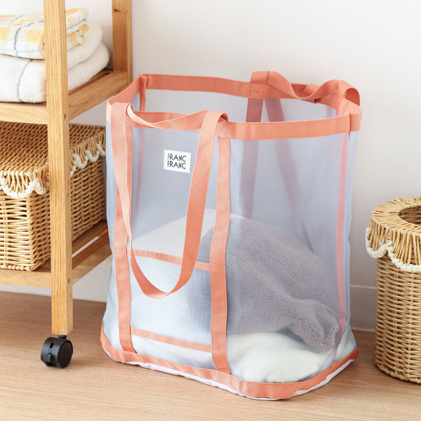 メッシュランドリーバッグ ブルー×オレンジ