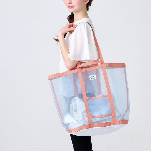 メッシュランドリーバッグ ブルー×オレンジ