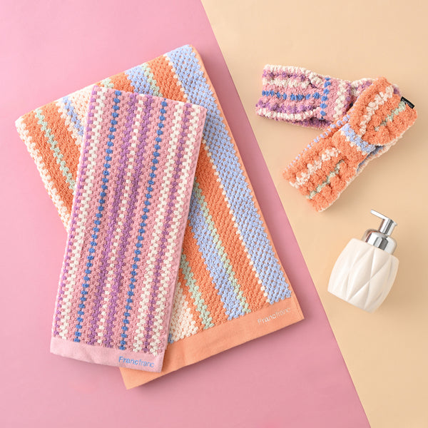 抗菌防臭コージージャカード フェイスタオル ピンク