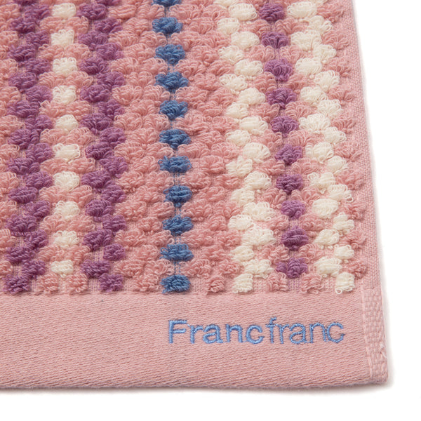 抗菌防臭コージージャカード フェイスタオル ピンク