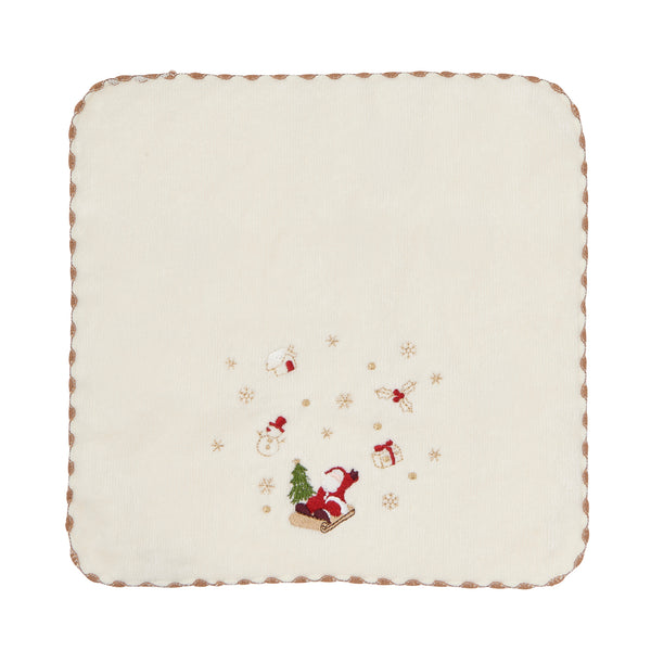 クリスマス ハンカチ＆スノードームセット サンタとソリ ホワイト