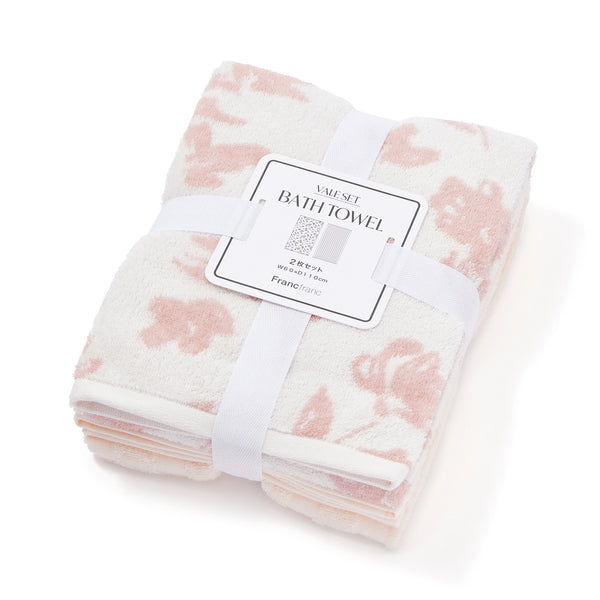 ヴァレセットバスタオル ナチュラルフラワー ピンク