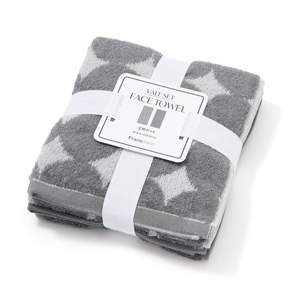 ヴァレセットフェイスタオル ドット グレー