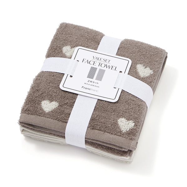 ヴァレセットフェイスタオル ミニハート ブラウン