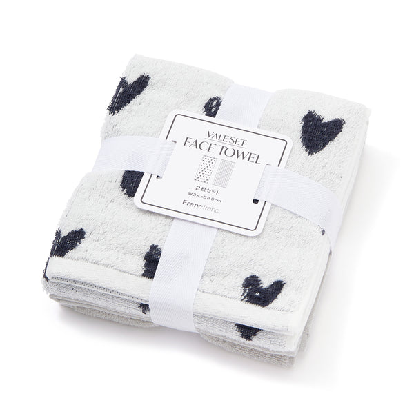 ヴァレセットフェイスタオル ハート ホワイト