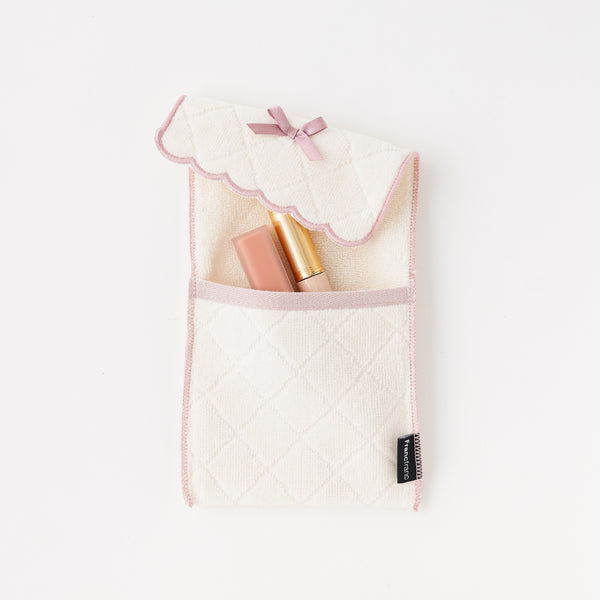 抗菌防臭ポケット付 ハーフハンカチ スカラップ アイボリー