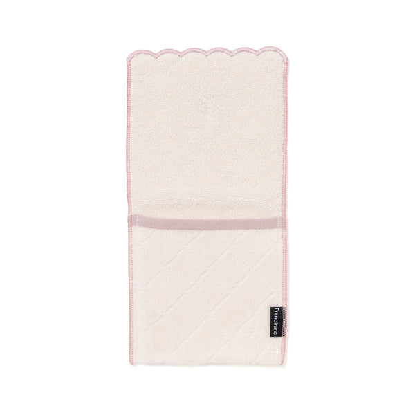 抗菌防臭ポケット付 ハーフハンカチ スカラップ アイボリー