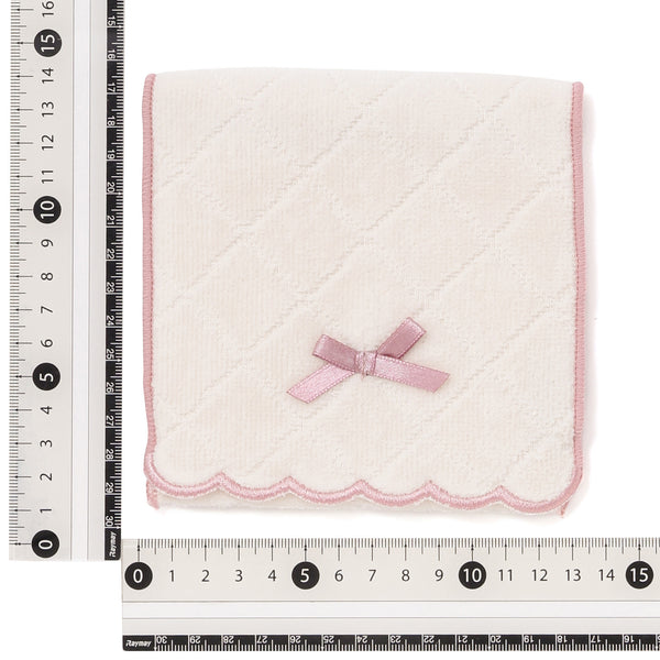 抗菌防臭ポケット付 ハーフハンカチ スカラップ アイボリー