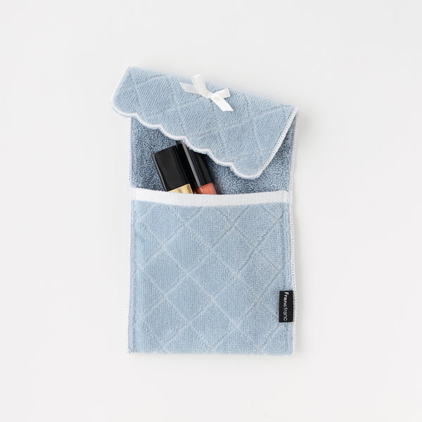 抗菌防臭ポケット付 ハーフハンカチ スカラップ ブルーグレー