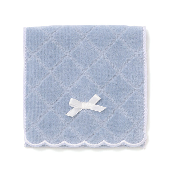 抗菌防臭ポケット付 ハーフハンカチ スカラップ ブルーグレー