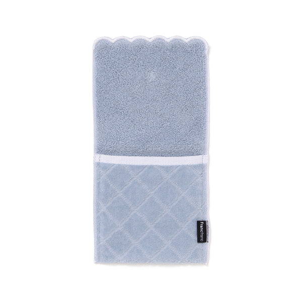 抗菌防臭ポケット付 ハーフハンカチ スカラップ ブルーグレー