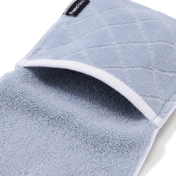 抗菌防臭ポケット付 ハーフハンカチ スカラップ ブルーグレー