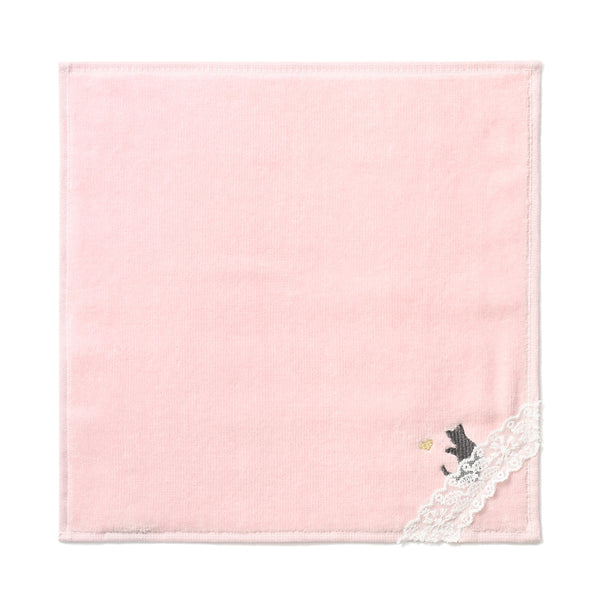 バロット抗菌防臭ハンカチ ネコ レース ピンク