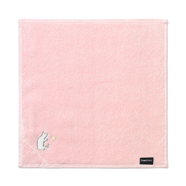 バロット抗菌防臭ハンカチ ネコ レース ピンク