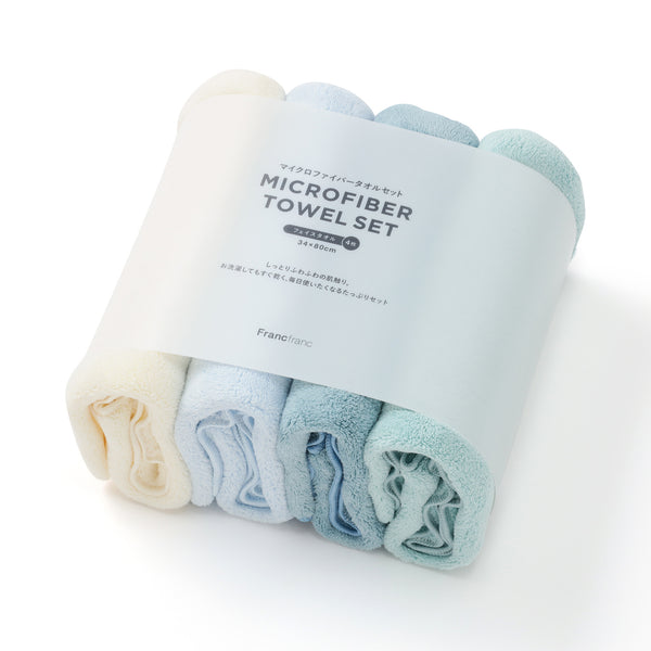 マイクロファイバー フェイスタオル ブルー (4枚セット) | Francfranc