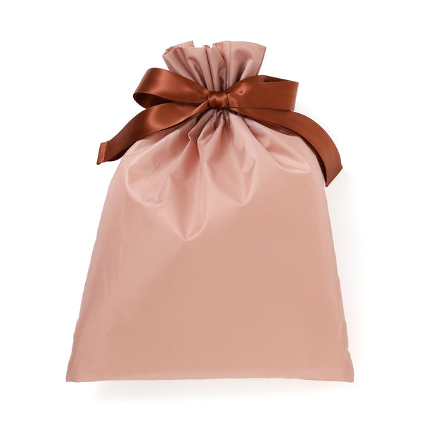 バイカラーサテン トラベルバッグ  ピンク×ブラウン