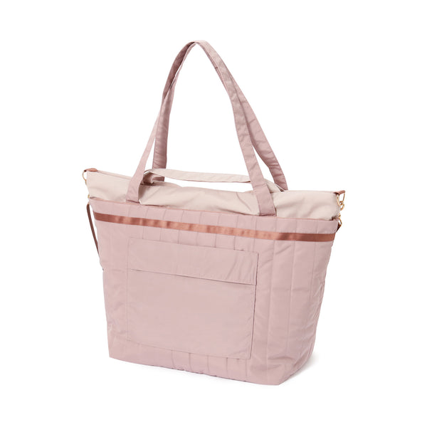 バイカラーサテン トラベルバッグ  ピンク×ブラウン