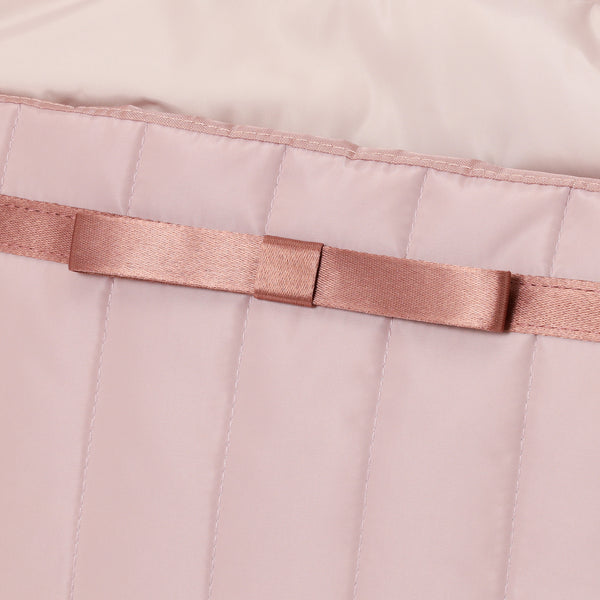 バイカラーサテン トラベルバッグ  ピンク×ブラウン