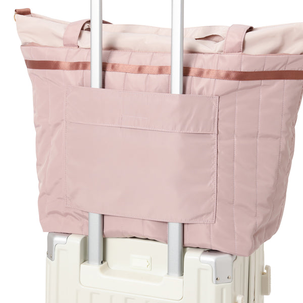 バイカラーサテン トラベルバッグ  ピンク×ブラウン