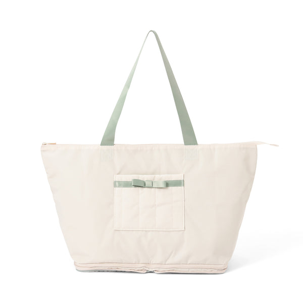 バイカラーサテン 2WAY キャリーオントート ミント×アイボリー