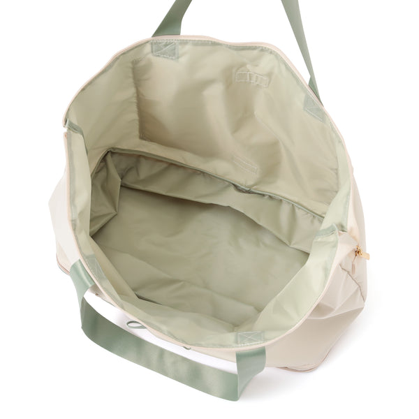 バイカラーサテン 2WAY キャリーオントート ミント×アイボリー