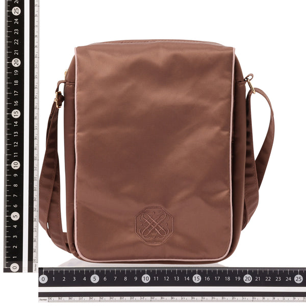 バイカラーサテン トラベルサコッシュ ピンク×ブラウン