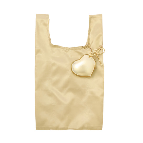 バッグチャームエコバッグ ハードタイプ ハート ゴールド